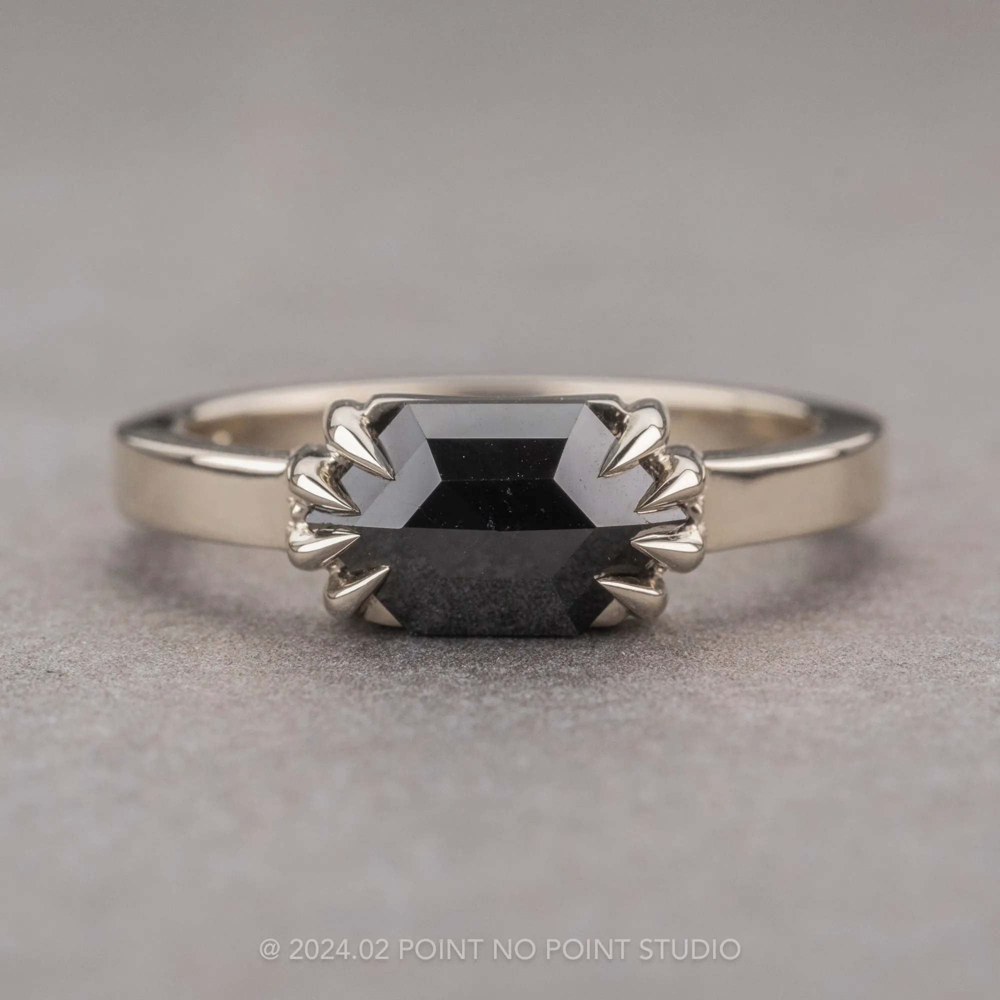 1.02 Carat Black Hexagon Diamond Engagement Ring, Jane Setting, Platinum