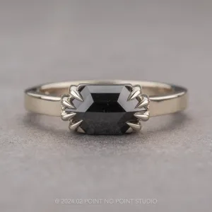 1.02 Carat Black Hexagon Diamond Engagement Ring, Jane Setting, Platinum