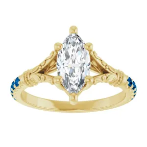 1.0ct Marquise Cut Lab Diamond Vintage Inspired Engagement Ring (Setting Only)