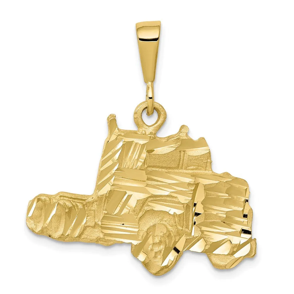 10k Solid Diamond-cut Semi Truck Charm