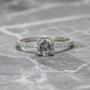 1.11 Carat Salt and Pepper Round Diamond Engagement Ring, Jules Setting, 14K White Gold