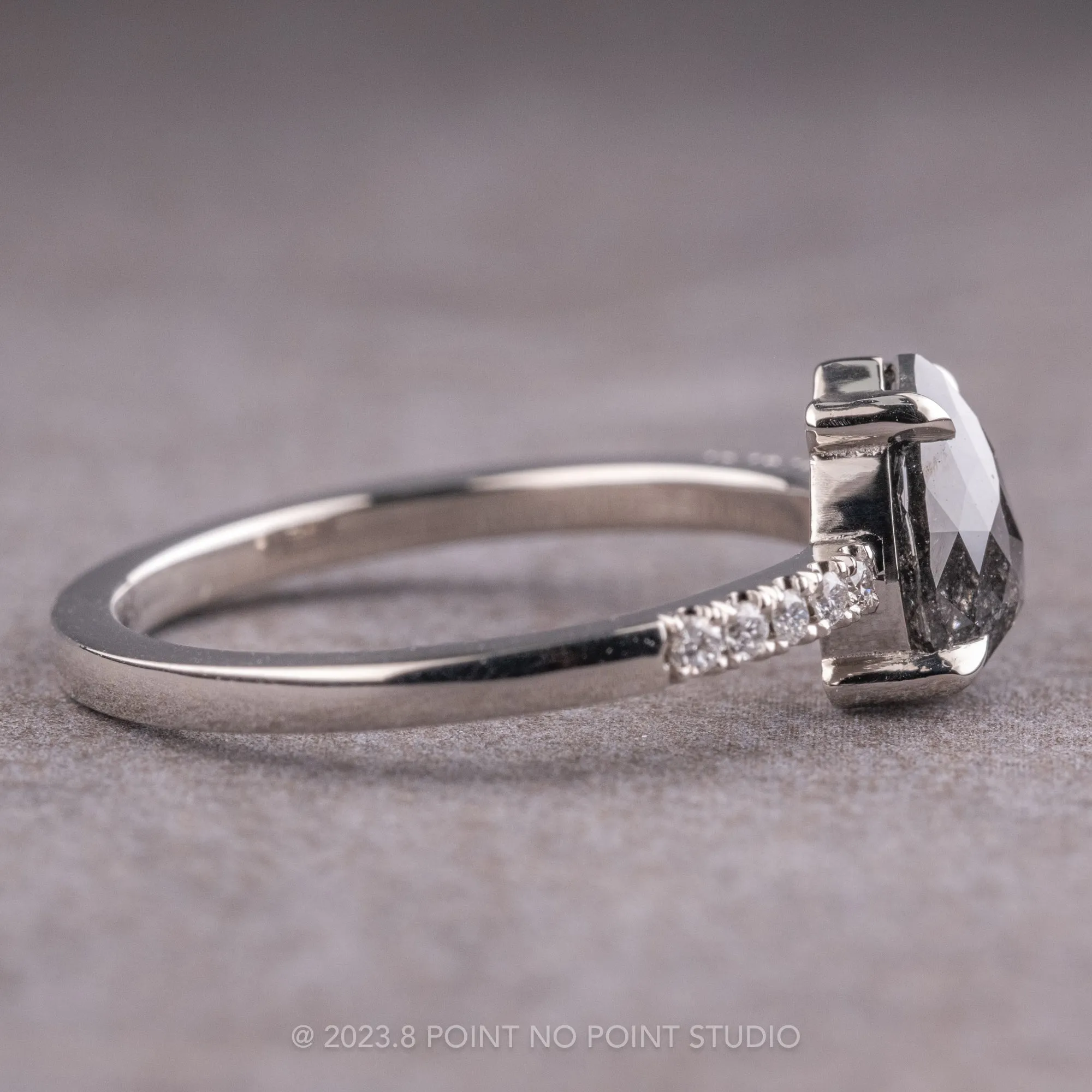 1.26 Carat Black Pear Diamond Engagement Ring, Jules Setting, 14k White Gold