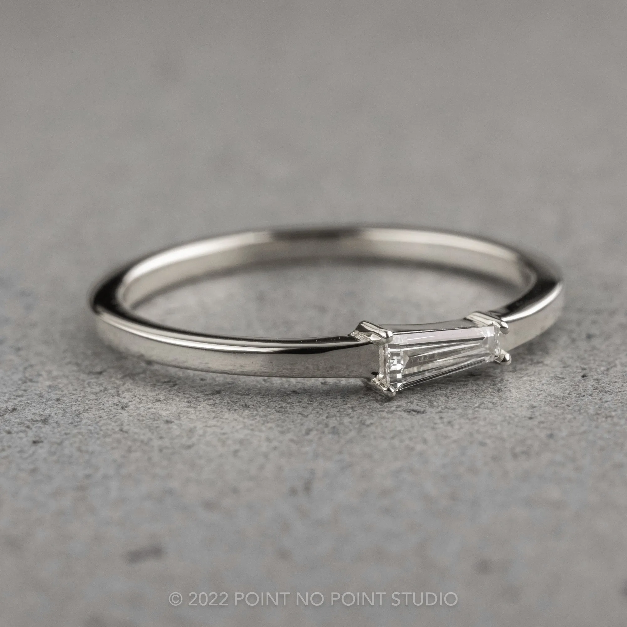 .13 Carat White Tapered Baguette Diamond Ring, 14K White Gold