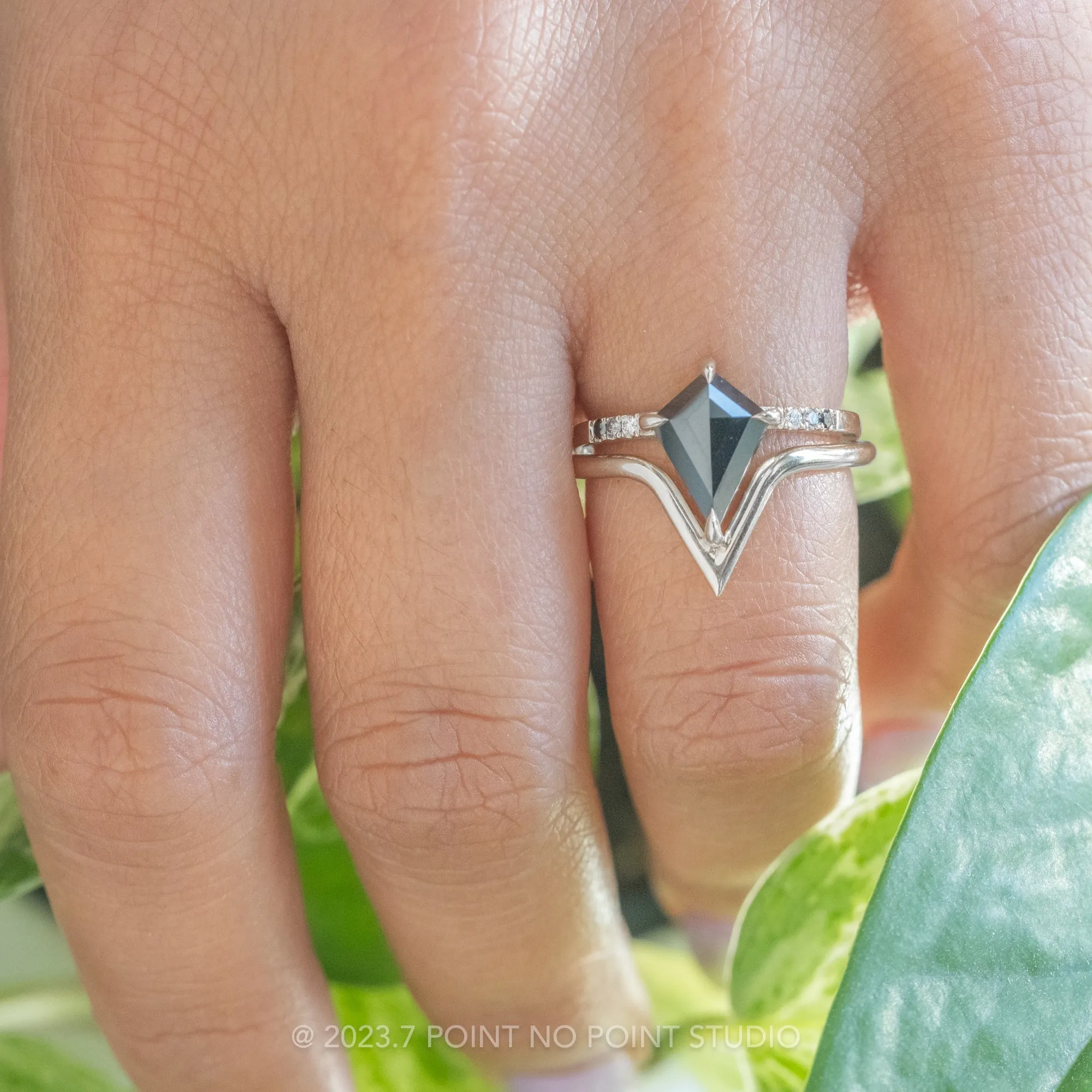 1.31 Carat Opaque Black Kite Diamond Engagement Ring, Ombre Jules Setting, Platinum