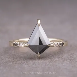1.31 Carat Opaque Black Kite Diamond Engagement Ring, Ombre Jules Setting, Platinum
