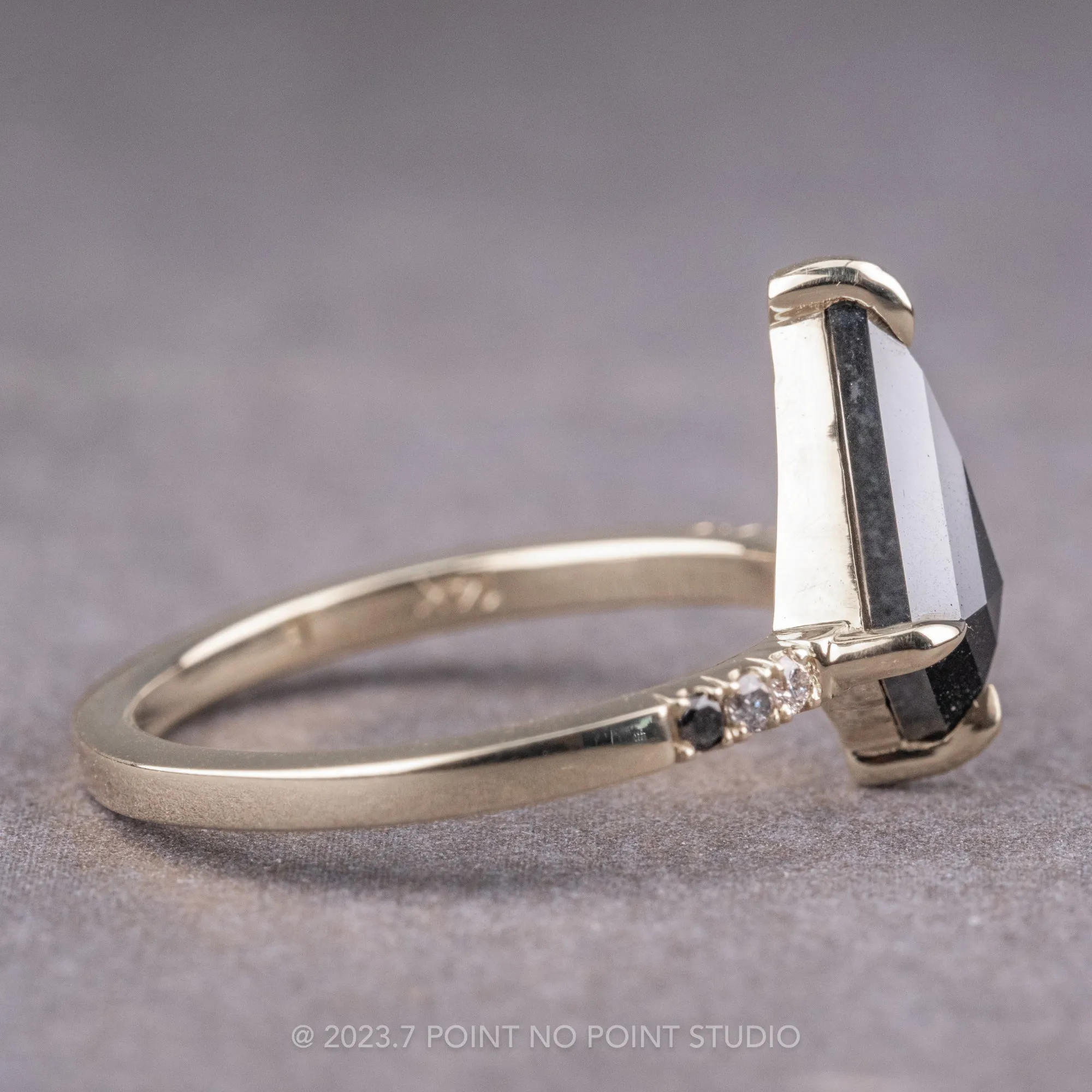 1.31 Carat Opaque Black Kite Diamond Engagement Ring, Ombre Jules Setting, Platinum