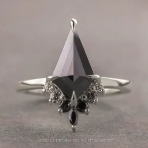 1.33 Carat Black Kite Diamond Engagement Ring, Ombre Ava Setting, Platinum