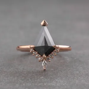 1.34 Carat Black Kite Diamond Engagement Ring, Ava Setting, 14K Rose Gold