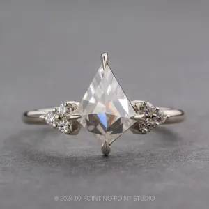 1.36 Carat Kite Moissanite and Diamond Engagement Ring, Quinn Setting, Platinum