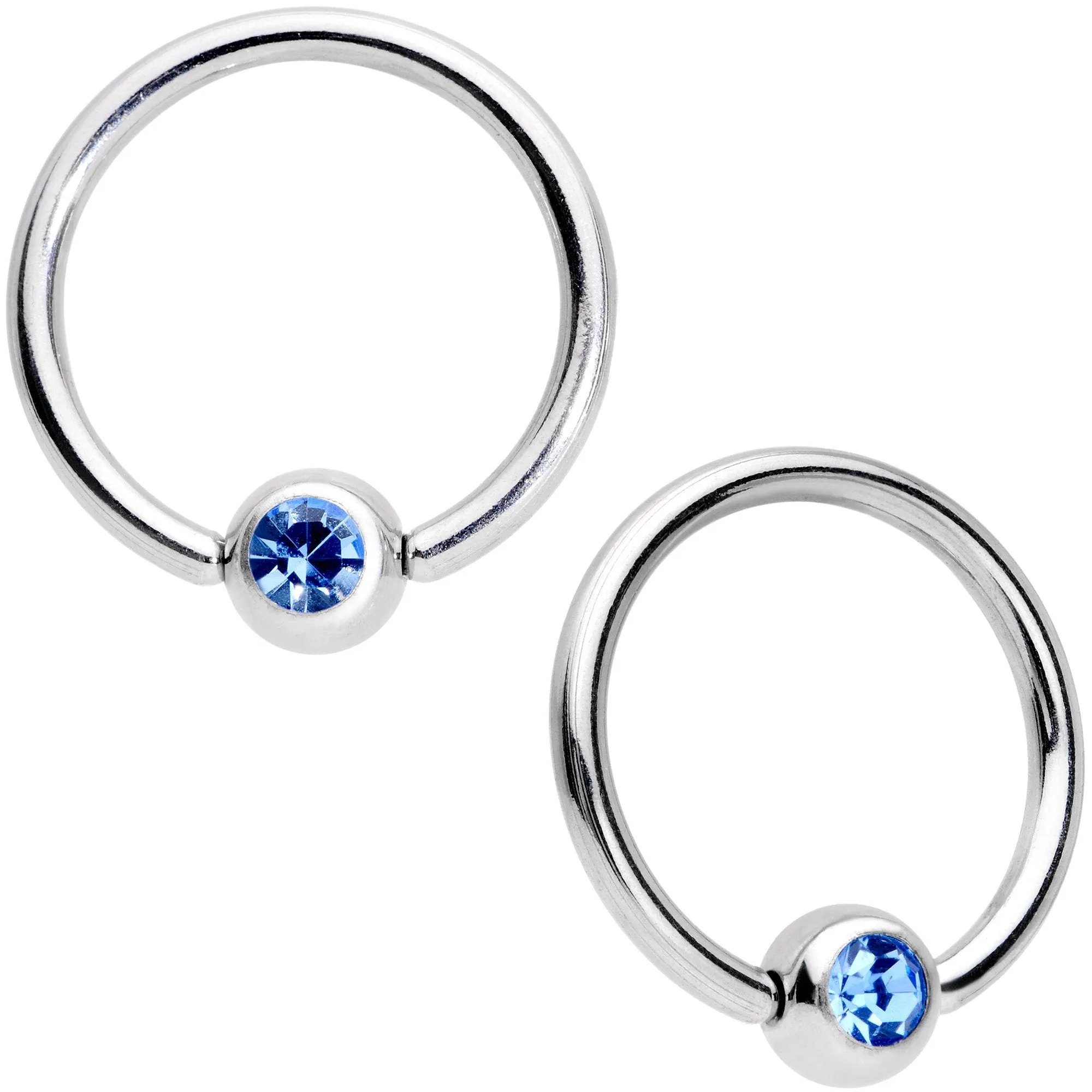 14 Gauge 13mm Blue Gem Faux Druzy UFO BCR Captive Nipple Ring Set Of 4