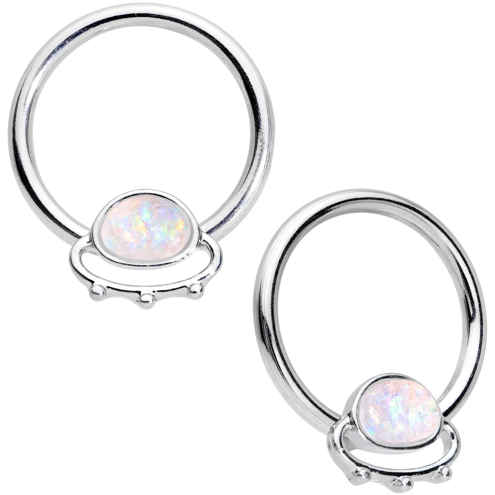 14 Gauge 13mm Blue Gem Faux Druzy UFO BCR Captive Nipple Ring Set Of 4