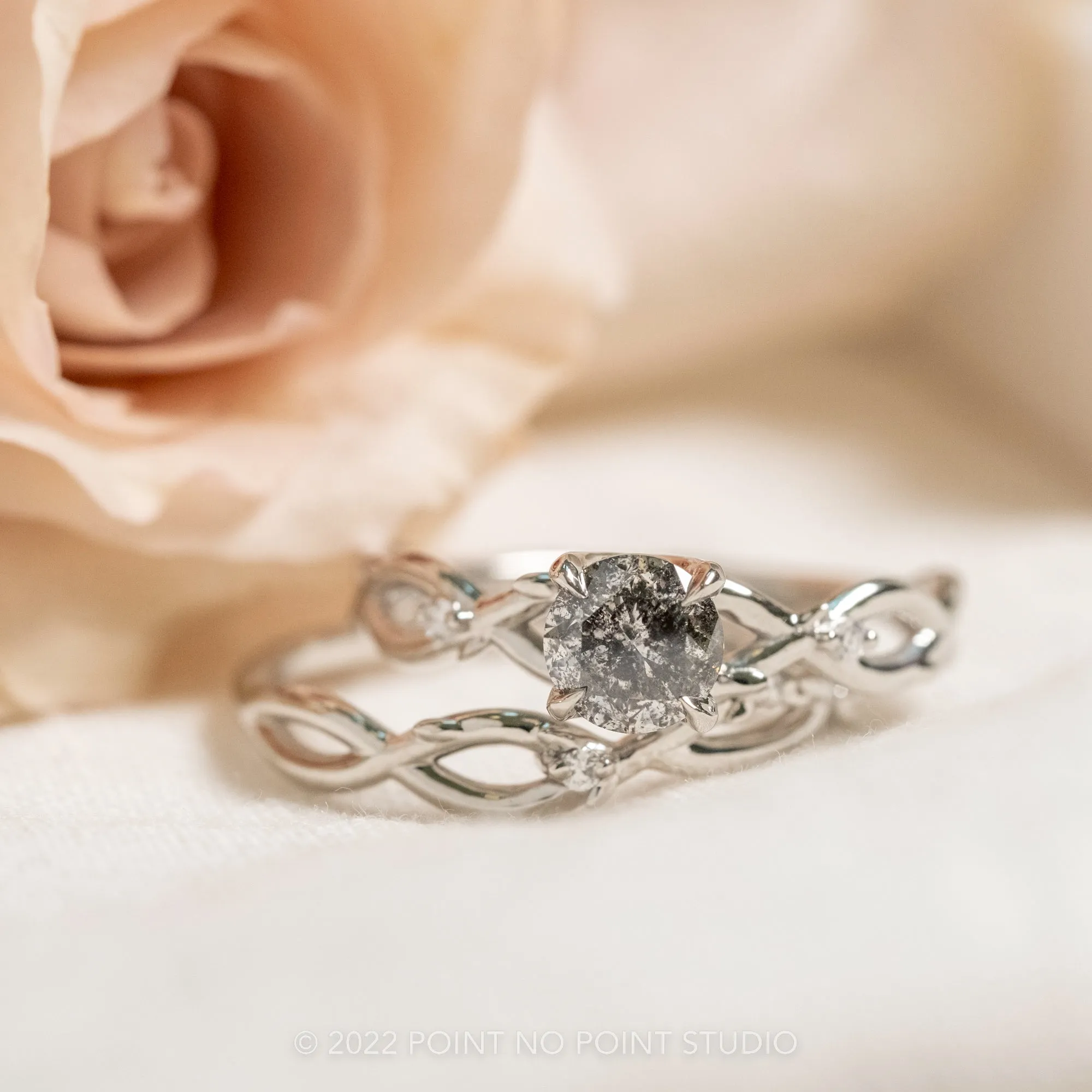 1.45 Carat Salt and Pepper Diamond Engagement Ring, Wisteria Thorns Setting, Platinum
