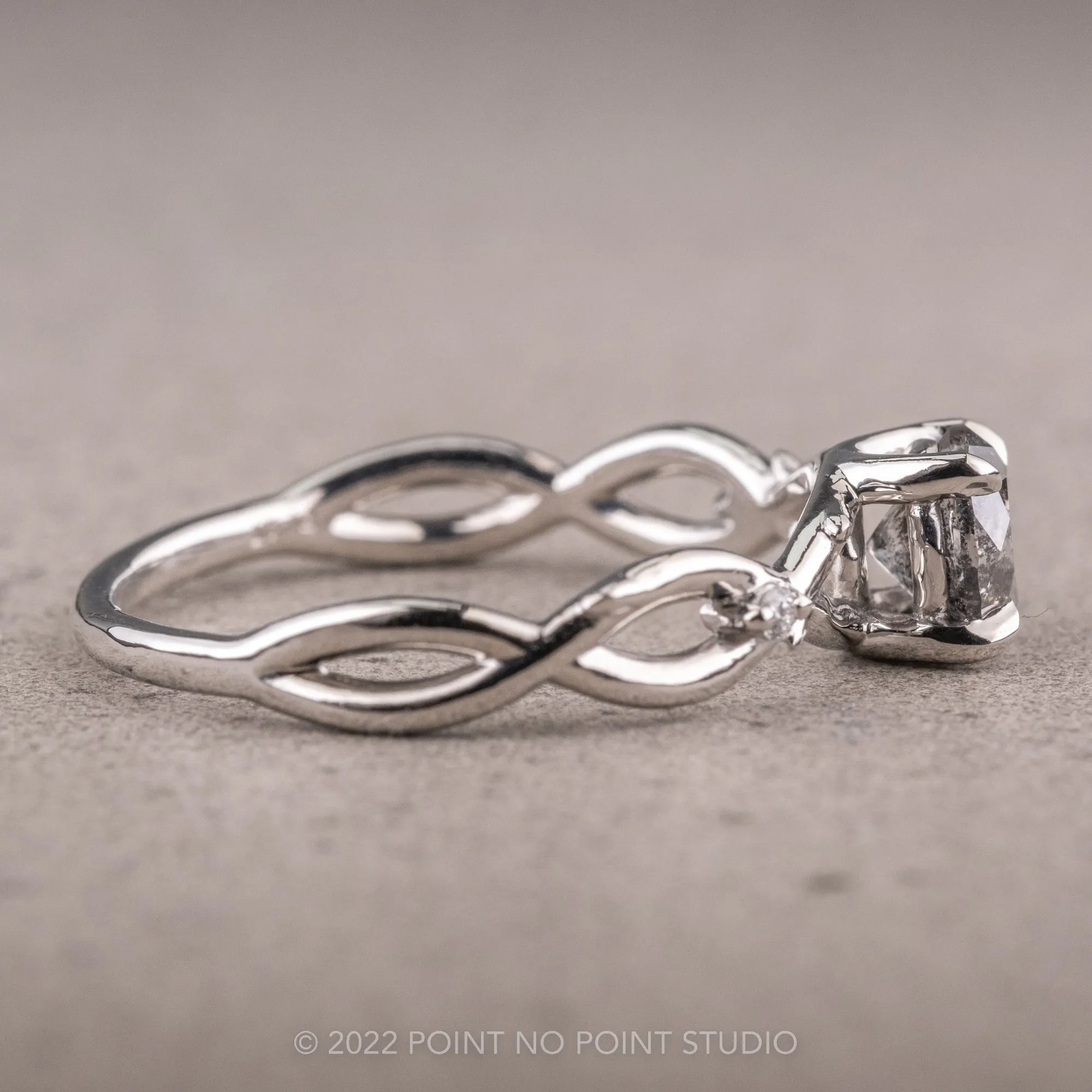 1.45 Carat Salt and Pepper Diamond Engagement Ring, Wisteria Thorns Setting, Platinum