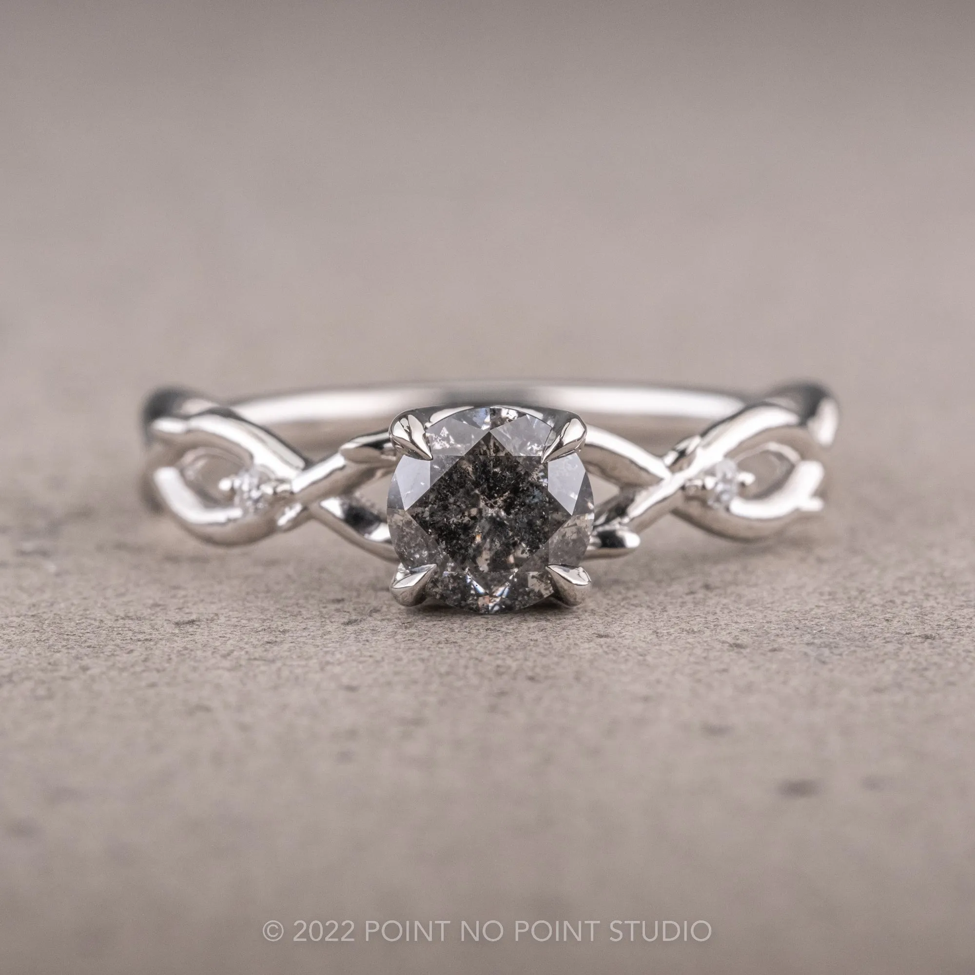1.45 Carat Salt and Pepper Diamond Engagement Ring, Wisteria Thorns Setting, Platinum