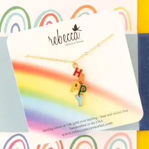 14k Gold Happy Enamel Charm Necklace - Children's