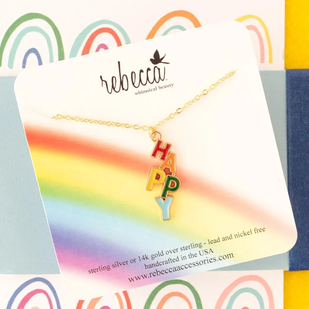 14k Gold Happy Enamel Charm Necklace - Children's