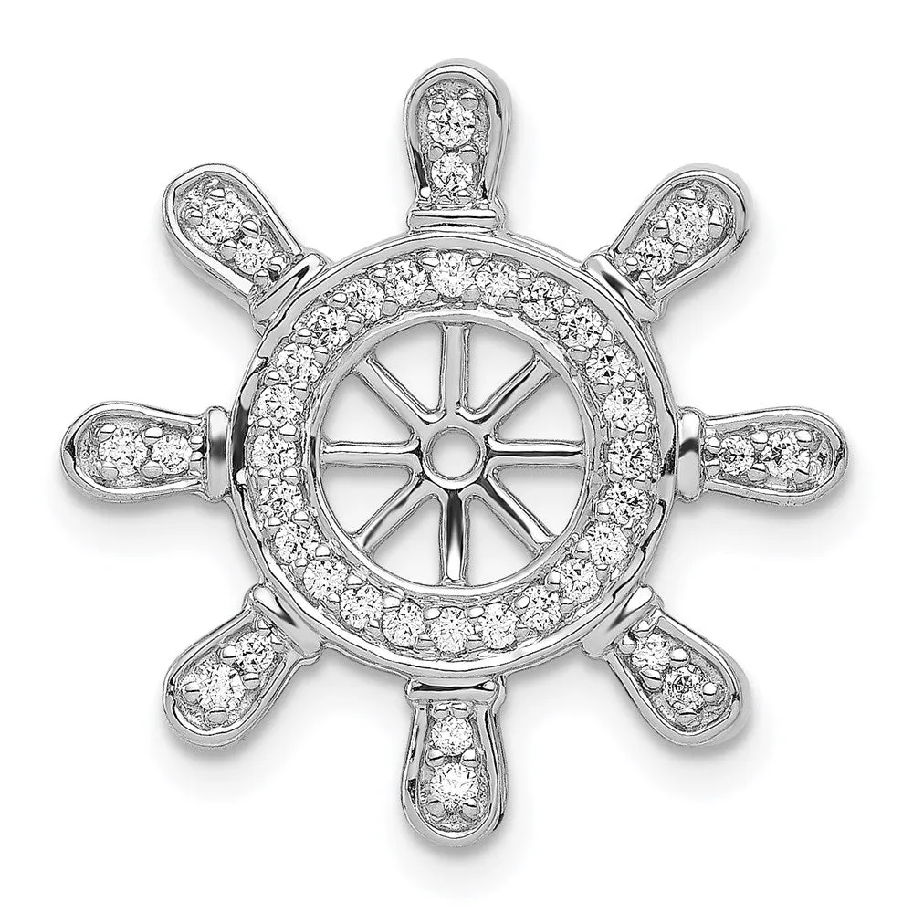 14k White Gold 1/4ct. Diamond Ship Wheel Pendant