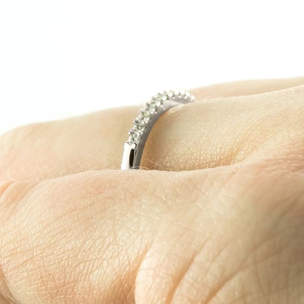 14k White Gold, White Diamond, Half Eternity Wedding Band, 14k White Gold