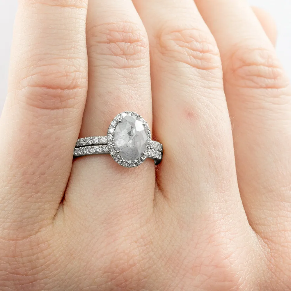 14k White Gold, White Diamond, Half Eternity Wedding Band, 14k White Gold