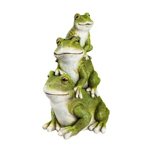 15.5"H Stacked Frog Trio Garden Statuary, 8.27"x9.84"x15.55"inches