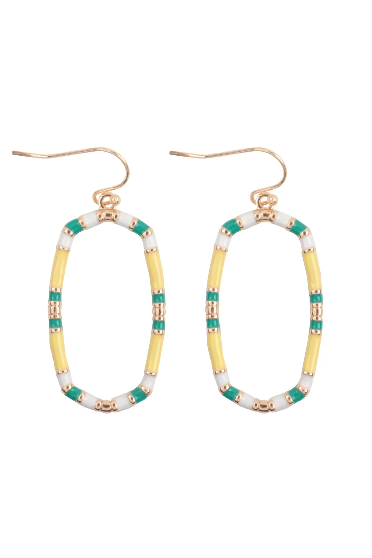 1.5" OVAL COLOR BLOCK ENAMEL DROP EARRINGS