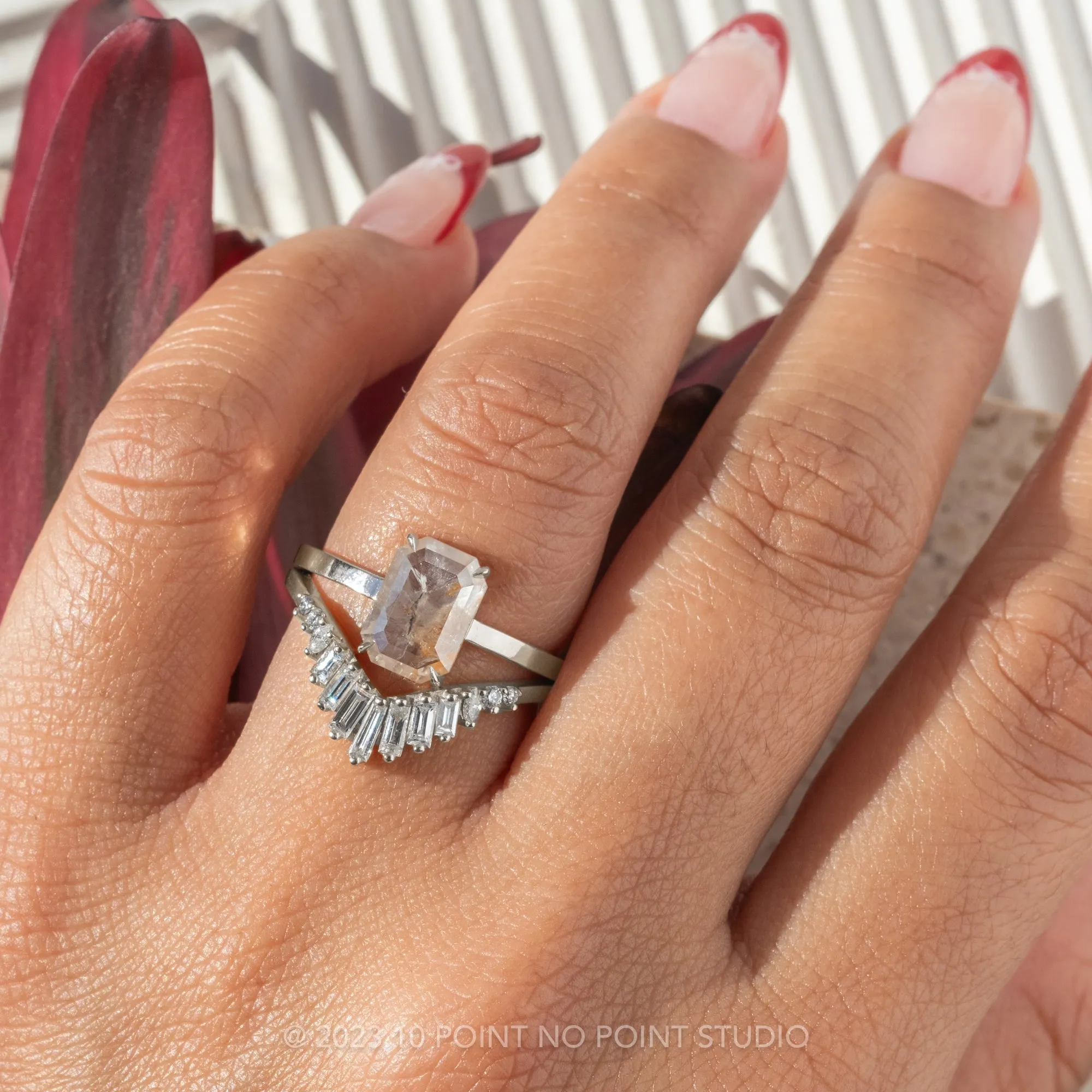1.65 Carat Icy White Emerald Shaped Diamond Engagement Ring, Jane Setting, Platinum