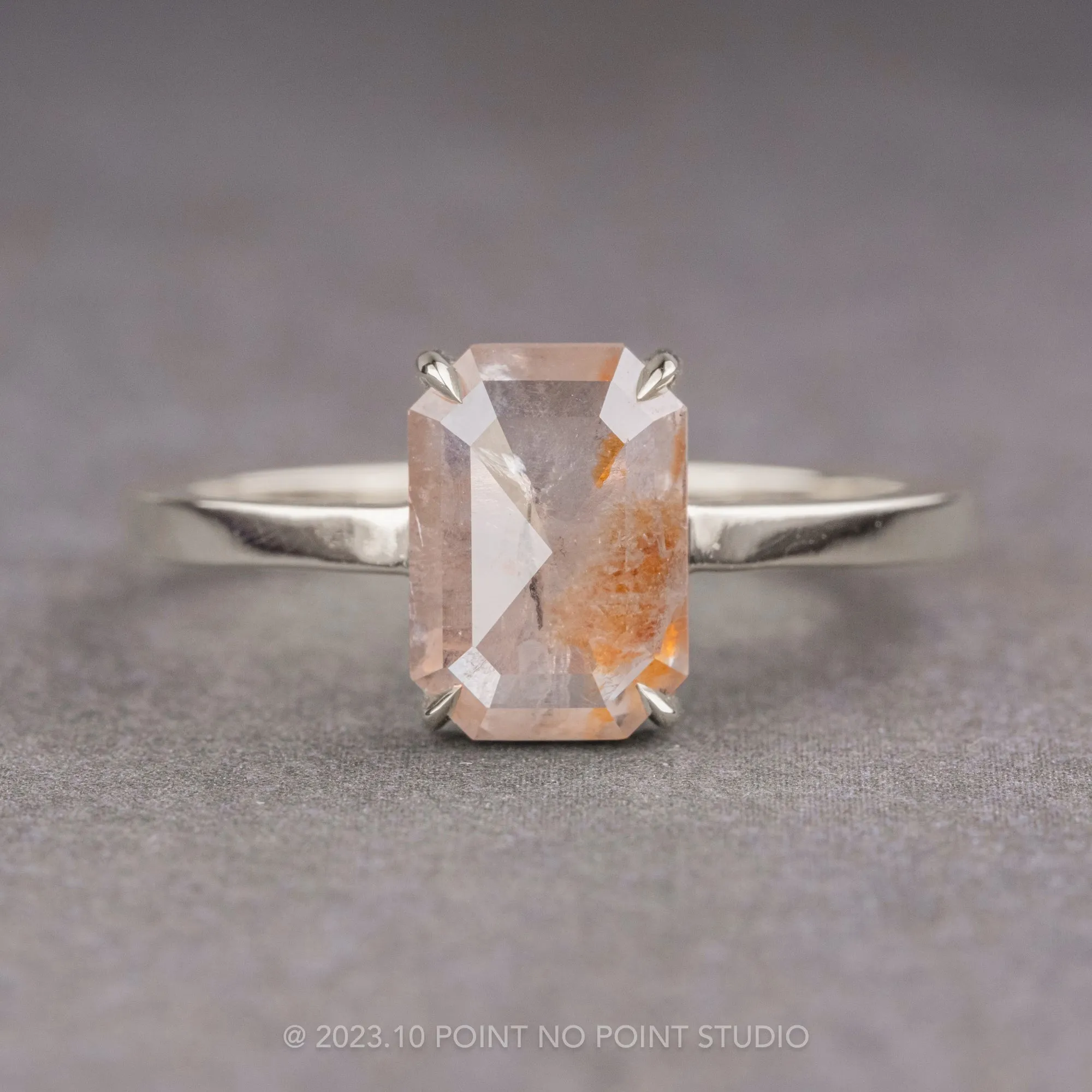 1.65 Carat Icy White Emerald Shaped Diamond Engagement Ring, Jane Setting, Platinum