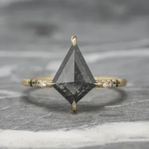 2.16 Carat Black Speckled Kite Diamond Engagement Ring, Ombre Jules Setting, 14K Yellow Gold