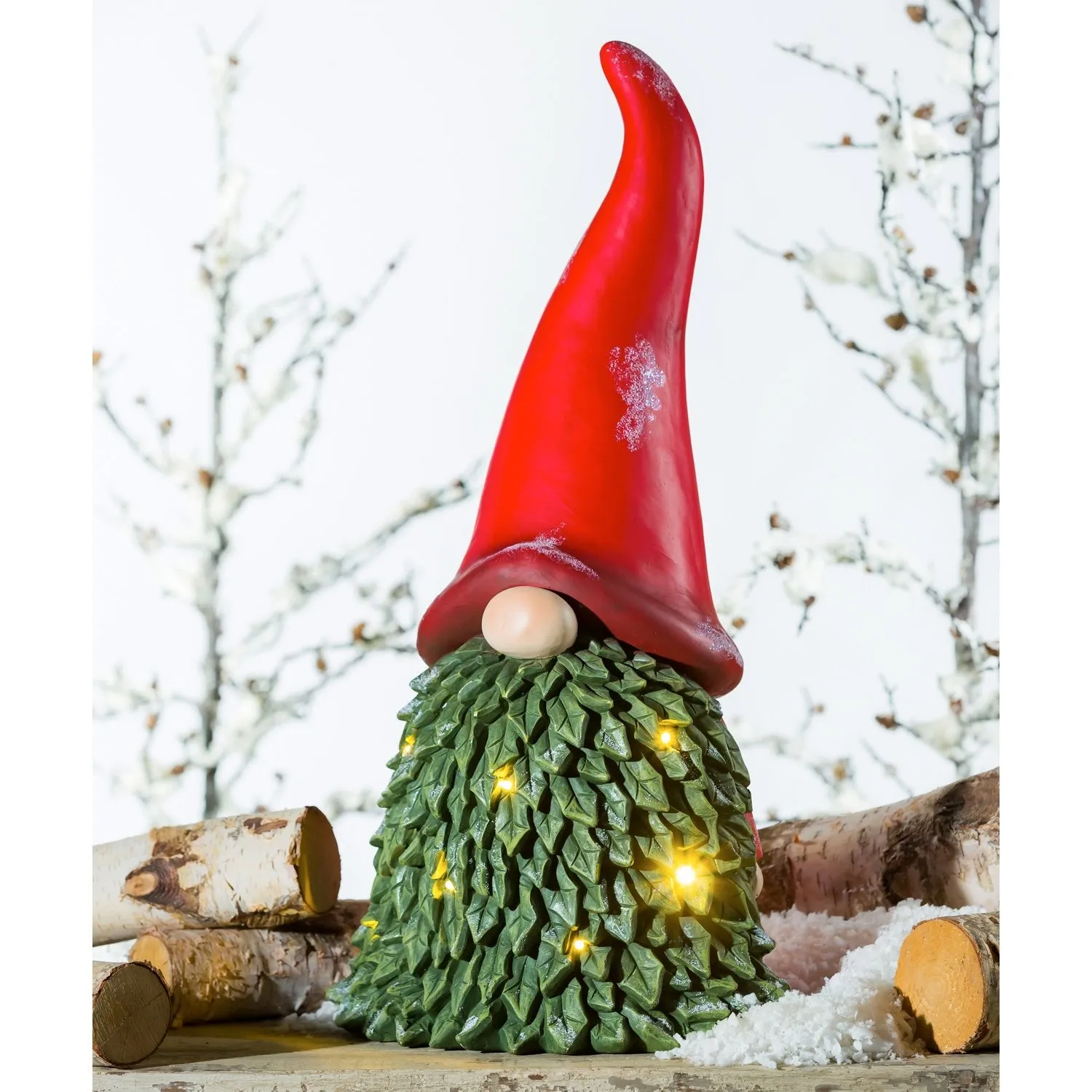 26"H LED Battery Operated Gnome with Wintergreen Beard, 13.58"x10.43"x25.98"inches