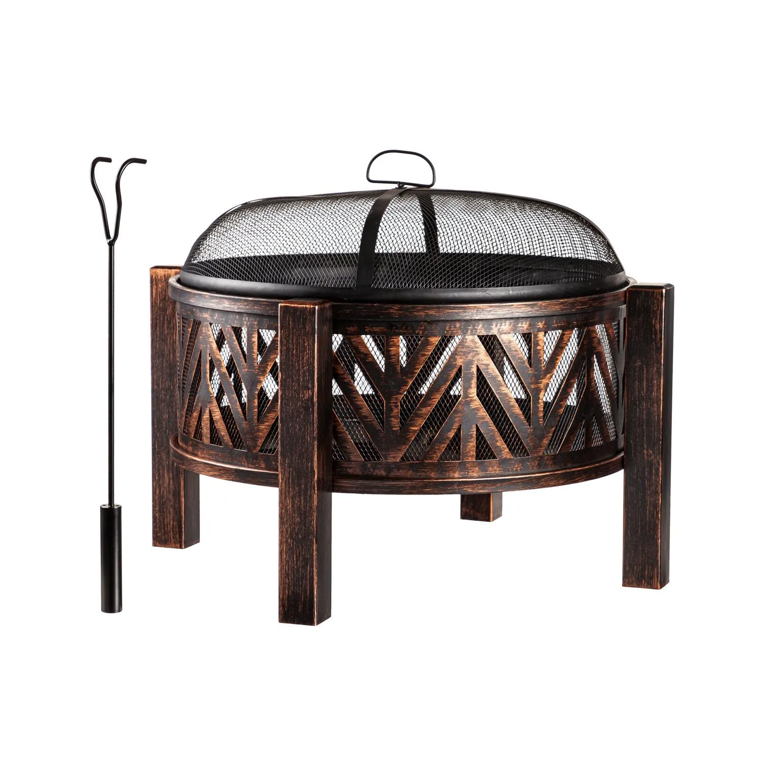 28" Mason Round Steel Firepit, 28"x28"x22.75"inches