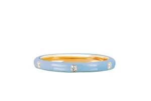 3 Diamond & Baby Blue Enamel Stack Ring