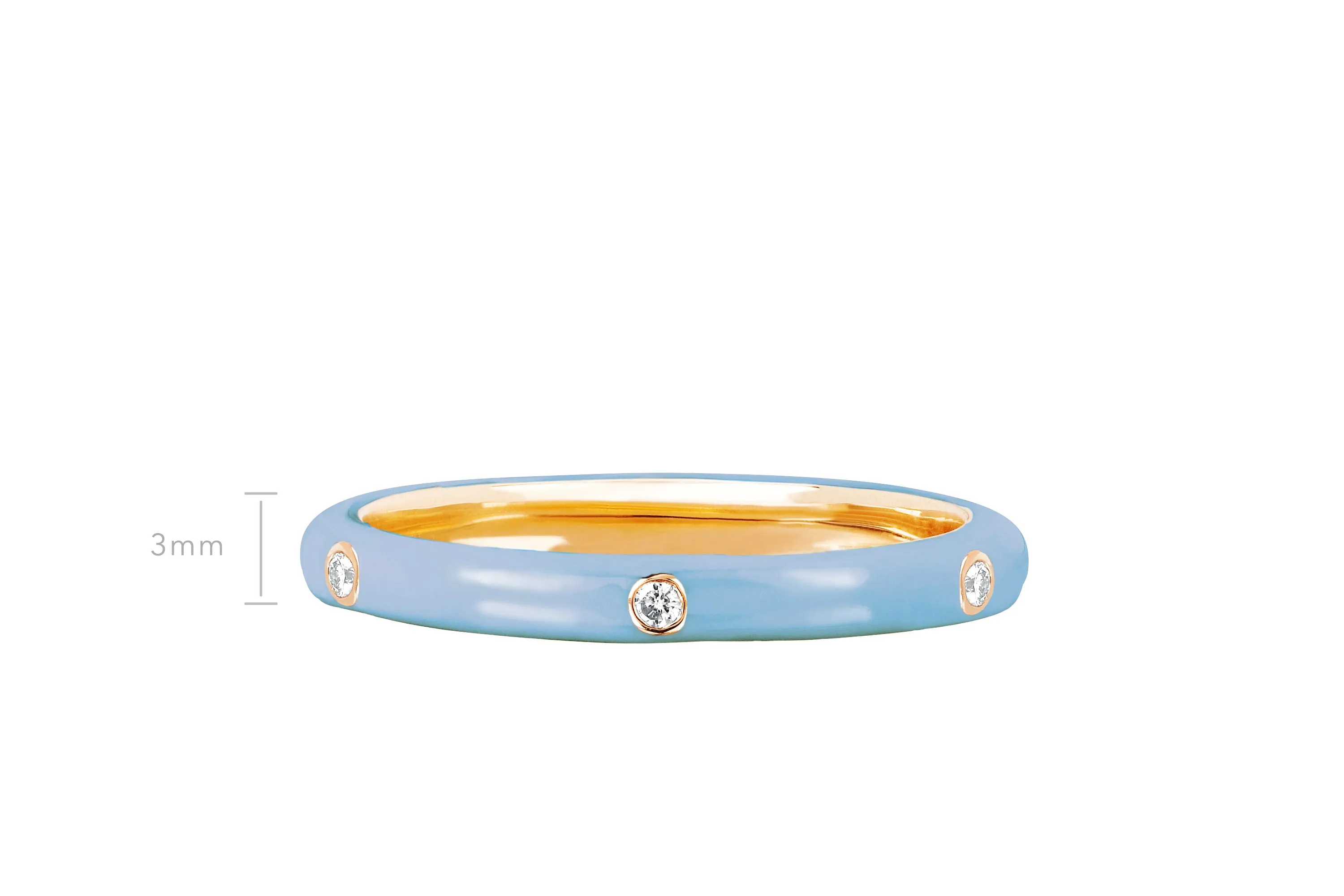 3 Diamond & Baby Blue Enamel Stack Ring
