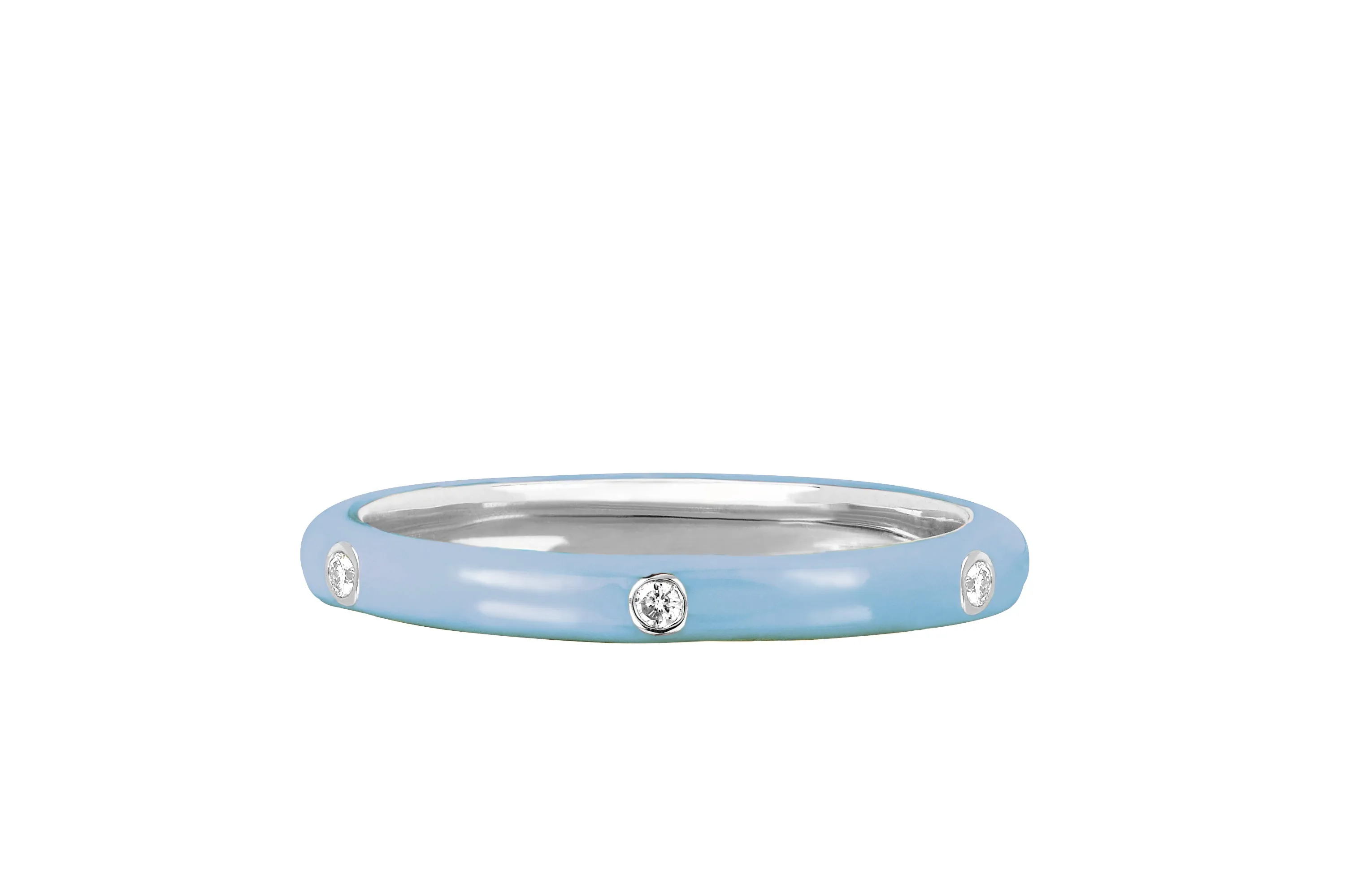 3 Diamond & Baby Blue Enamel Stack Ring