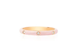3 Diamond & Blush Enamel Stack Ring