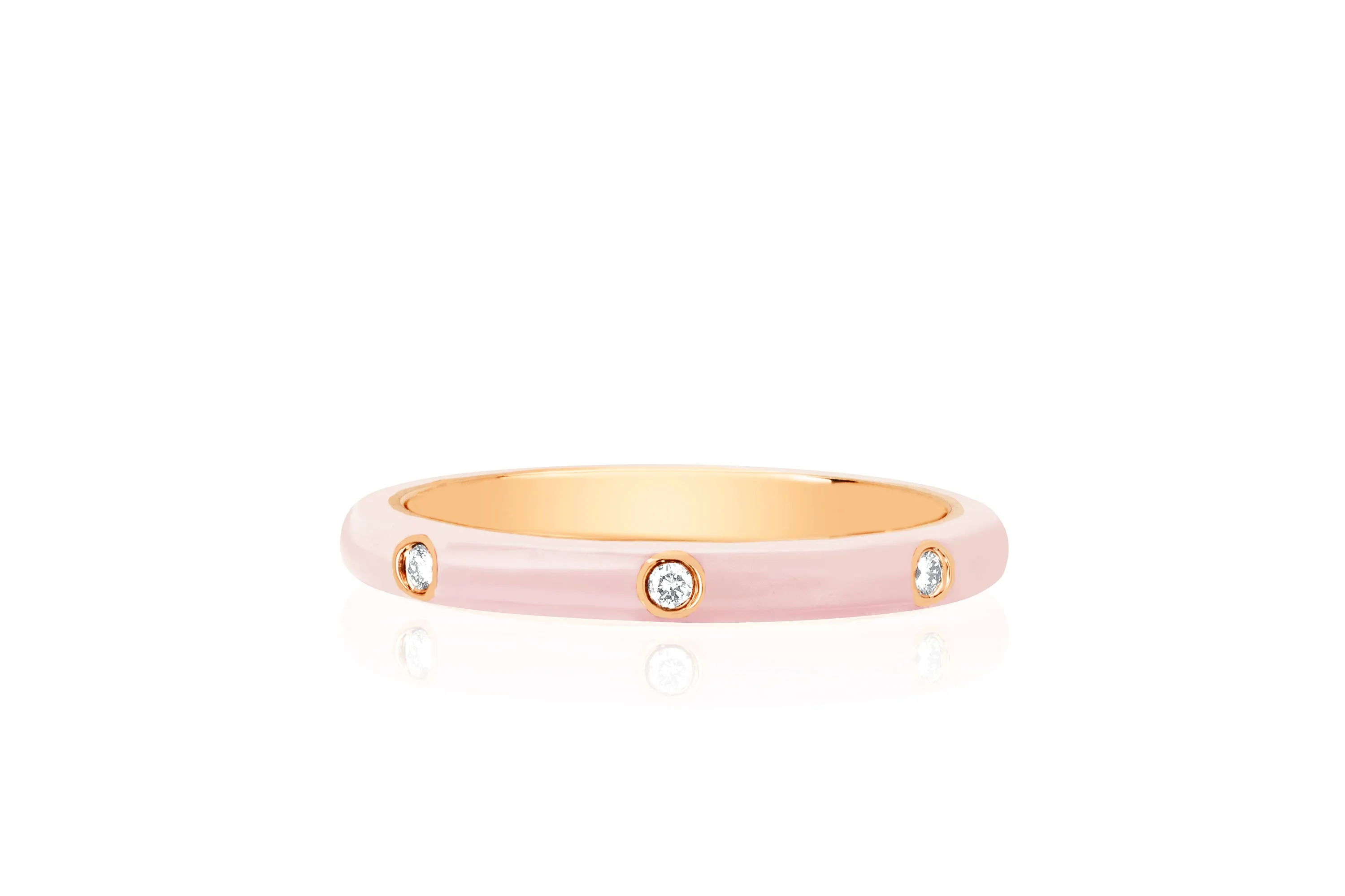 3 Diamond & Blush Enamel Stack Ring