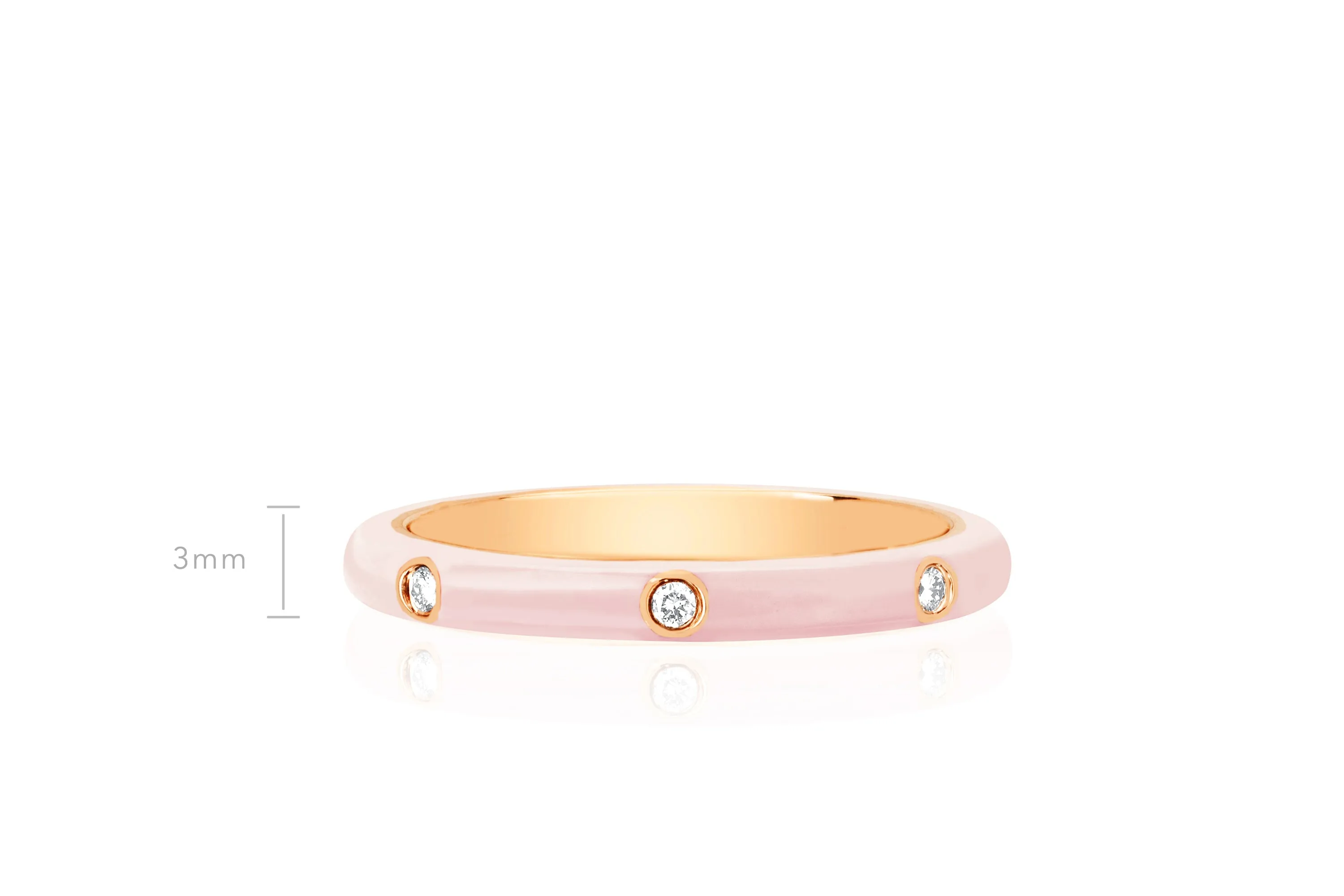 3 Diamond & Blush Enamel Stack Ring