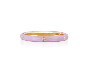 3 Diamond & Light Pink Enamel Stack Ring