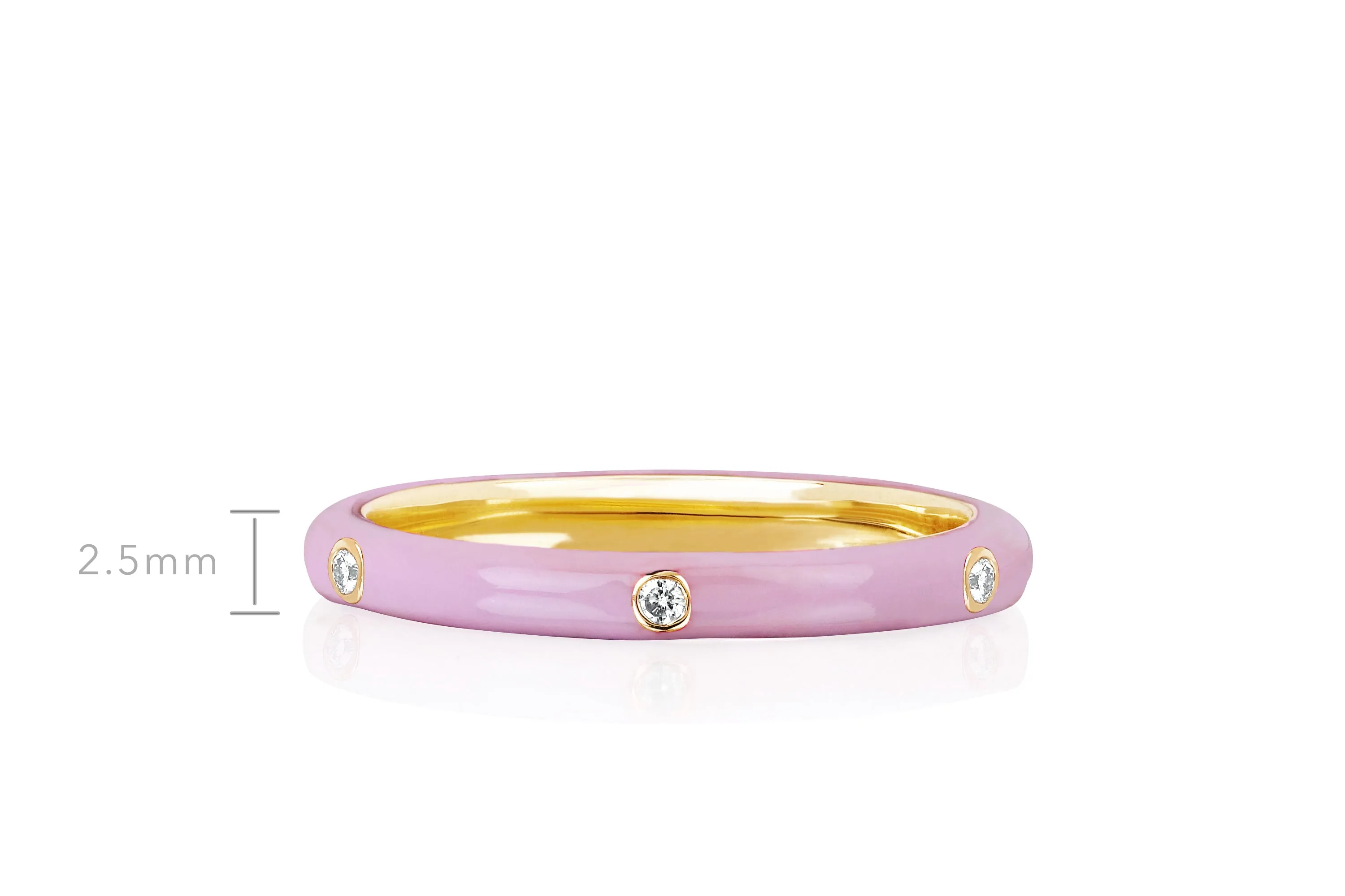 3 Diamond & Light Pink Enamel Stack Ring