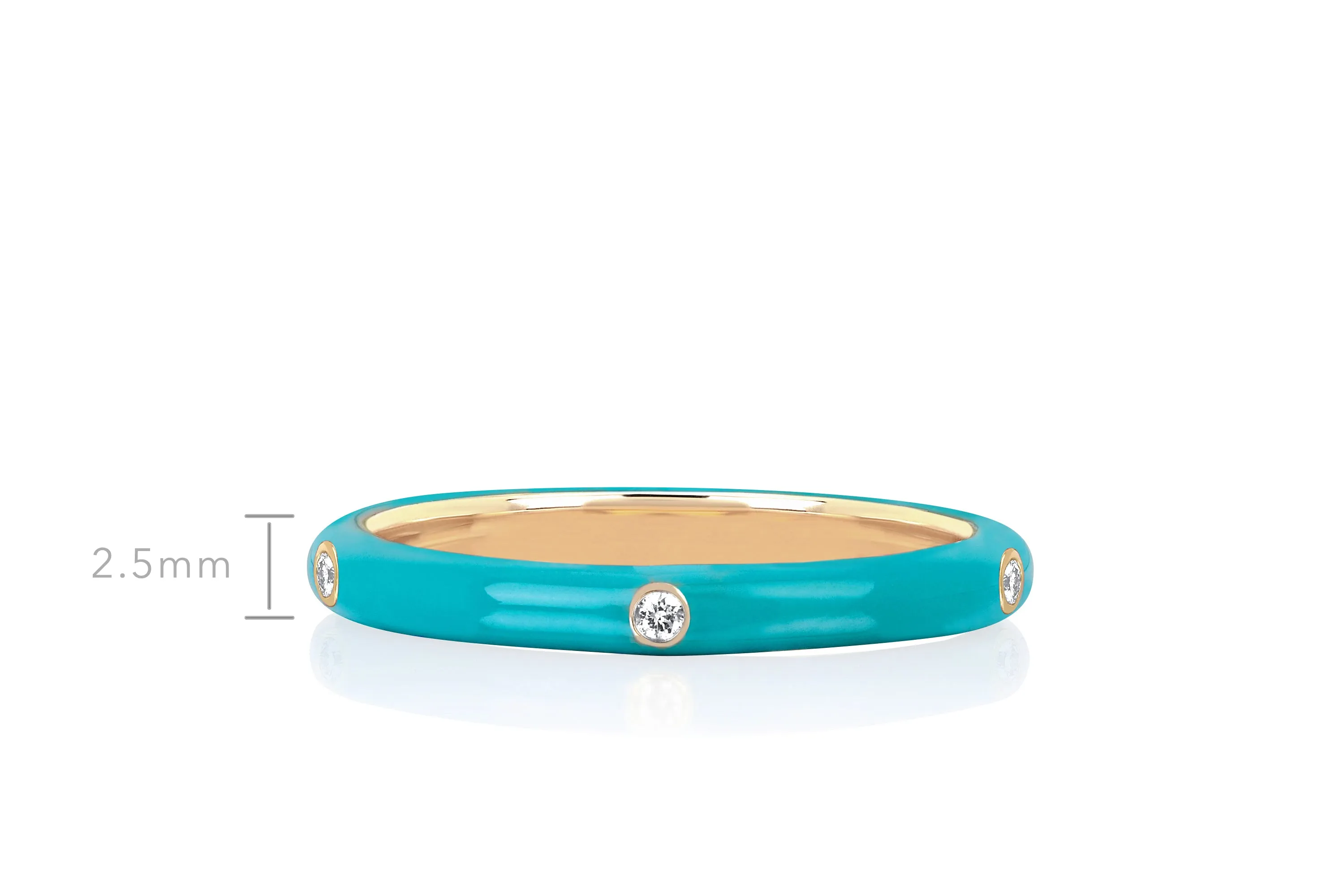 3 Diamond & Turquoise Enamel Stack Ring