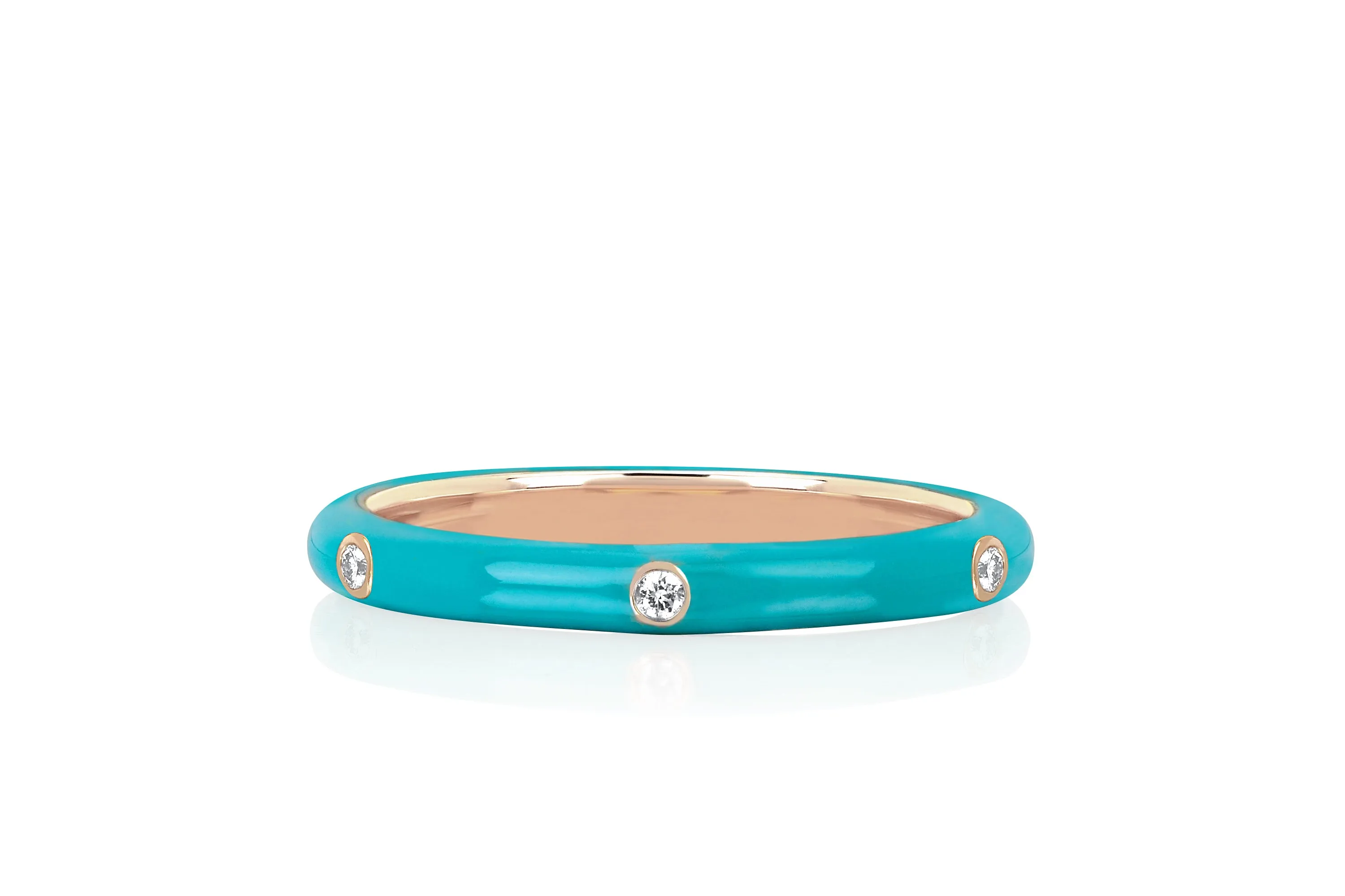 3 Diamond & Turquoise Enamel Stack Ring