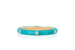 3 Diamond & Turquoise Enamel Stack Ring