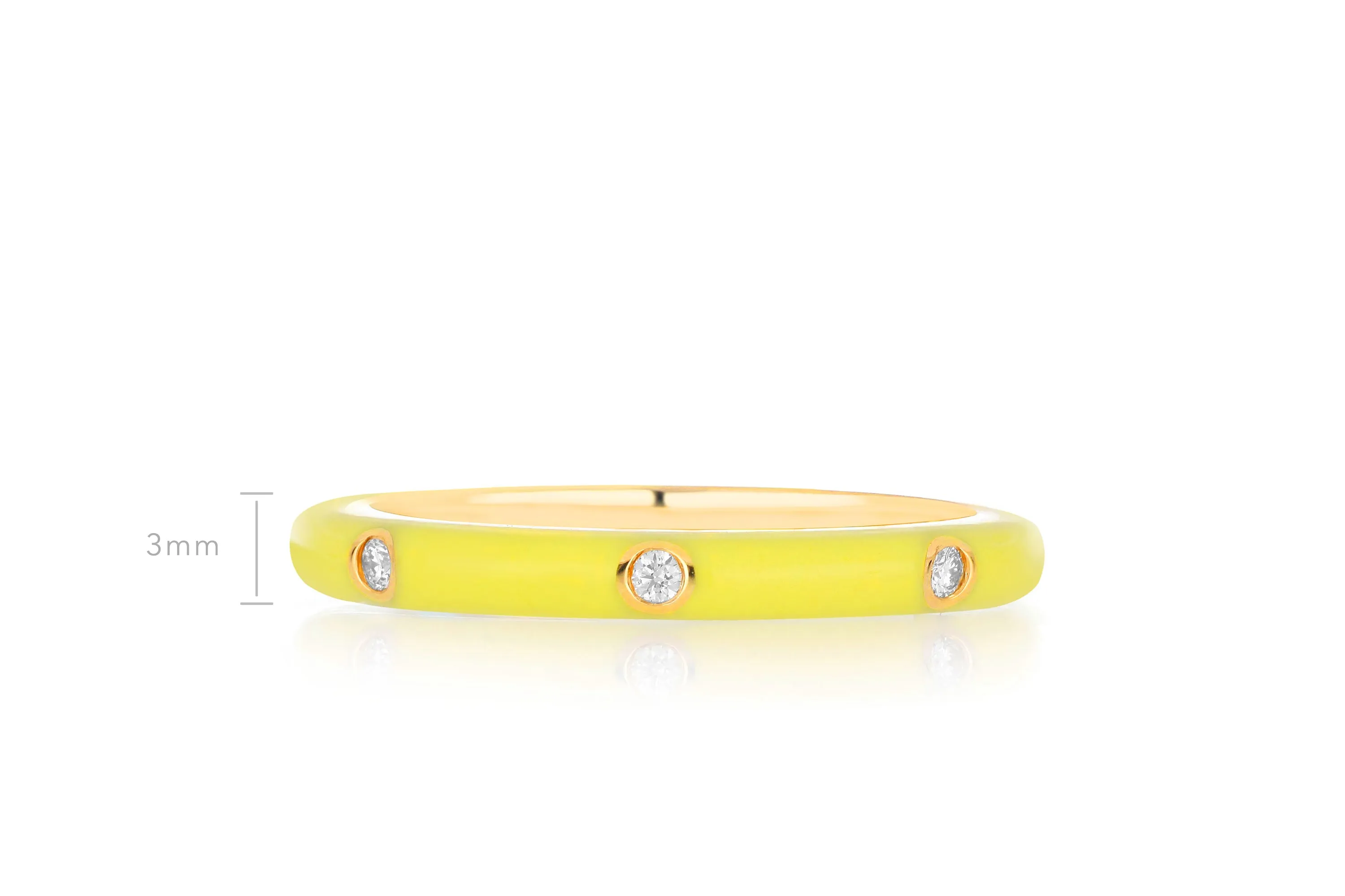 3 Diamond & Yellow Enamel Stack Ring