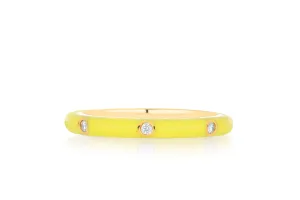 3 Diamond & Yellow Enamel Stack Ring