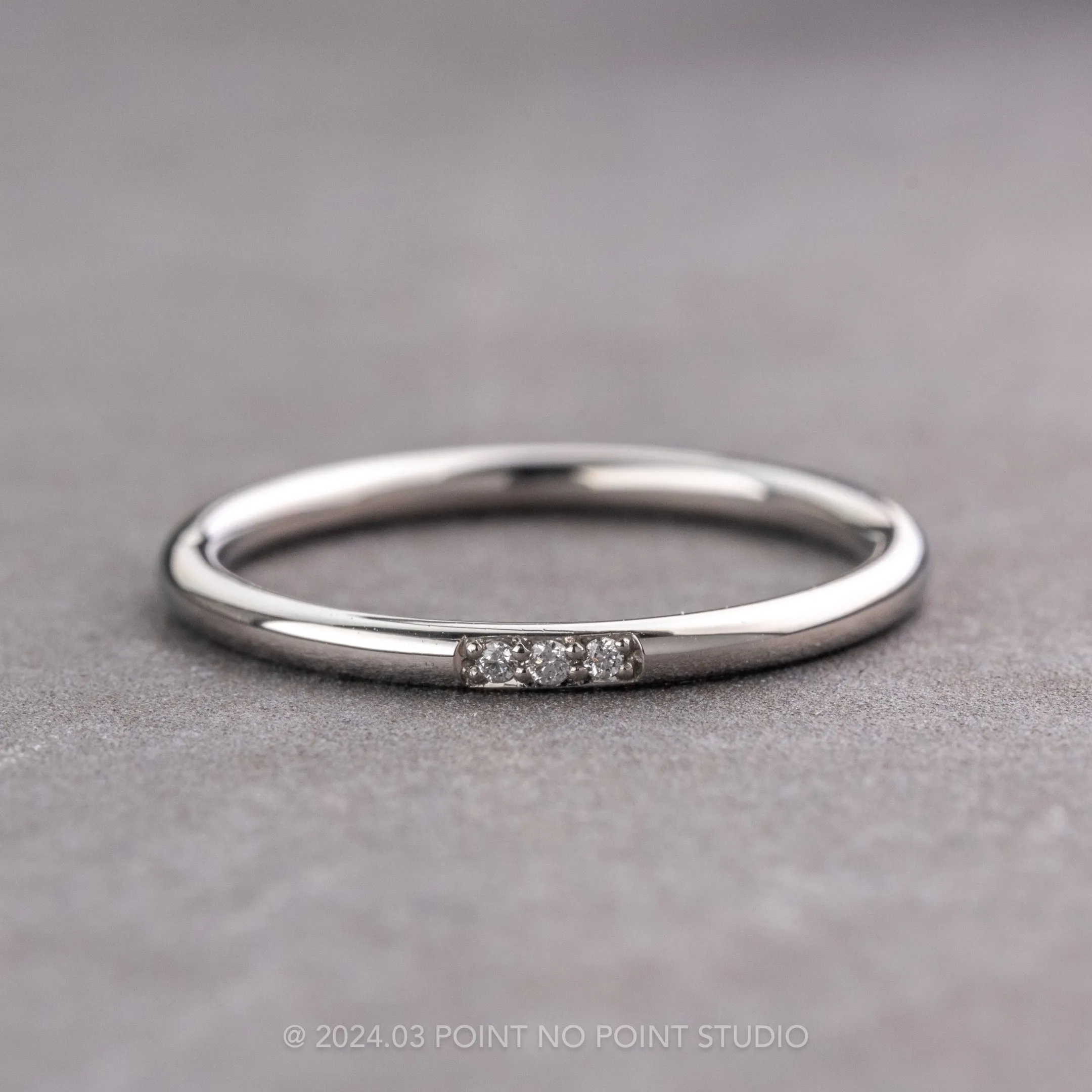 3 Diamond Round Wedding Band, Platinum