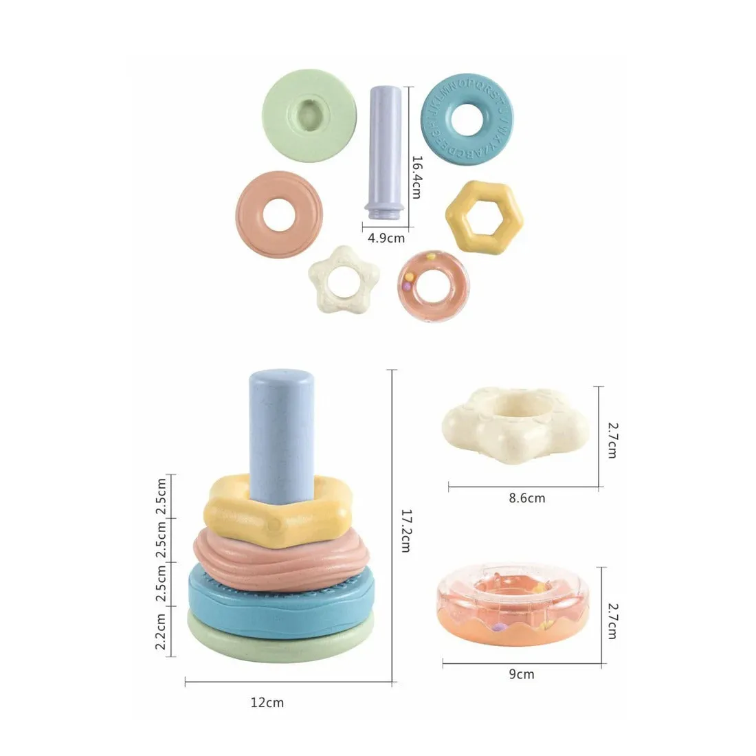 [3 Pack] Maya & Friends 7pcs Baby Stacking Ring Set