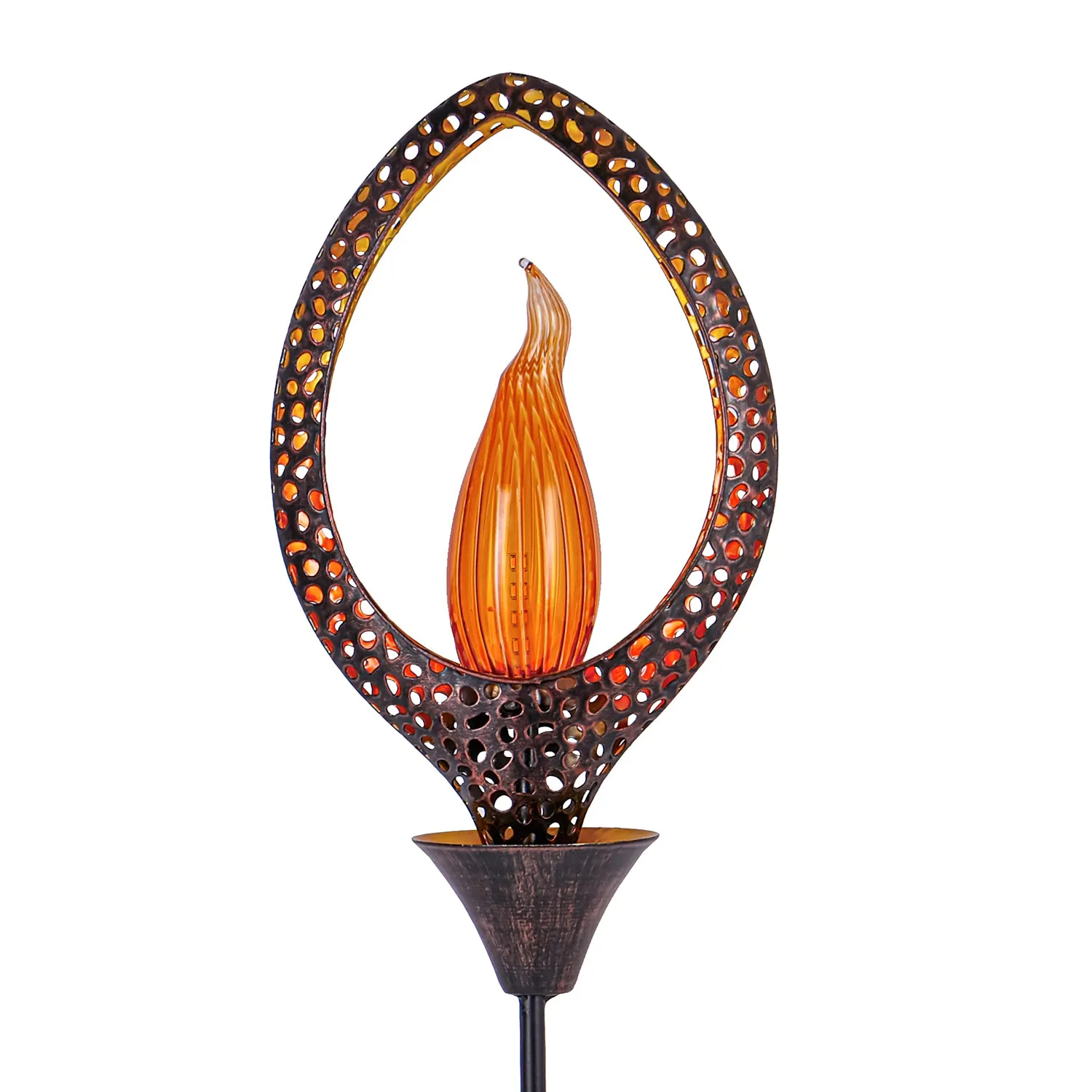 35"H Solar Garden Stake, Bronze Flame, 2 Asst,2sp7347
