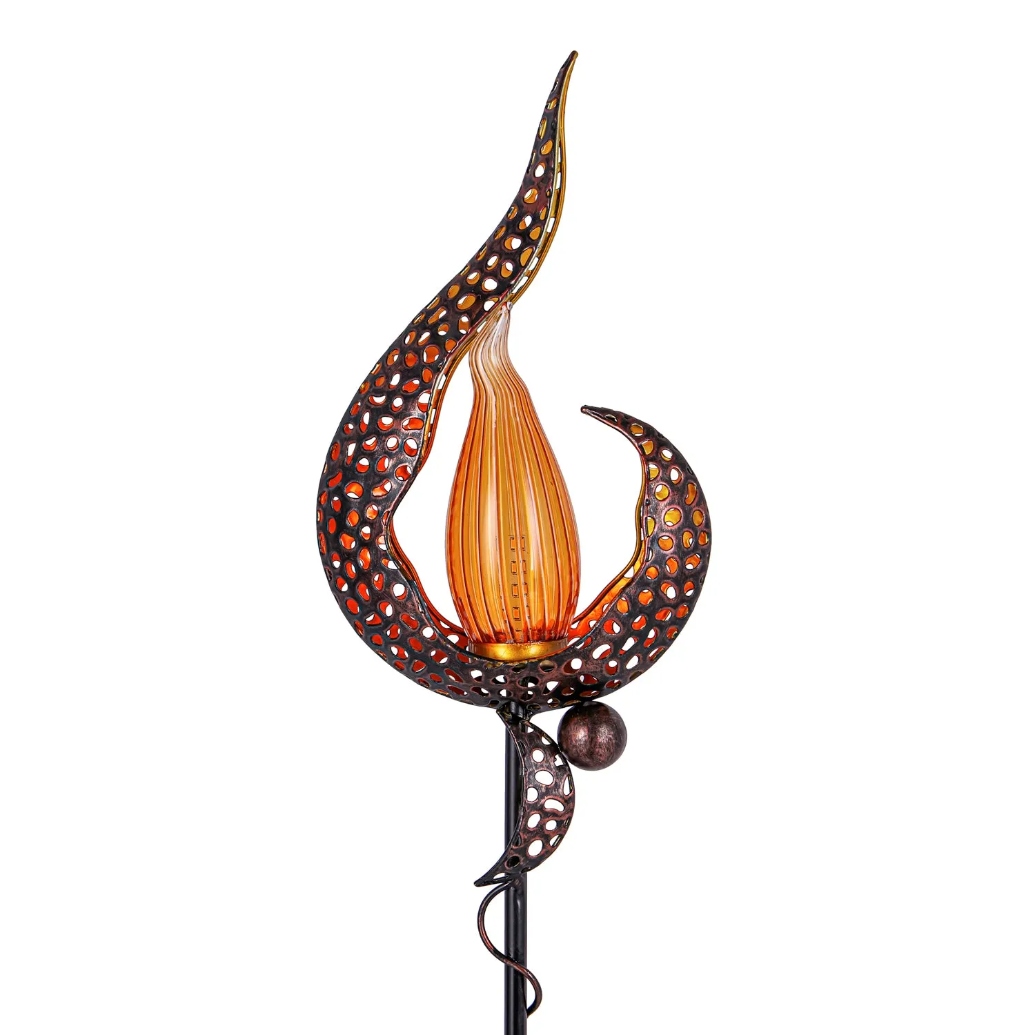 35"H Solar Garden Stake, Bronze Flame, 2 Asst,2sp7347