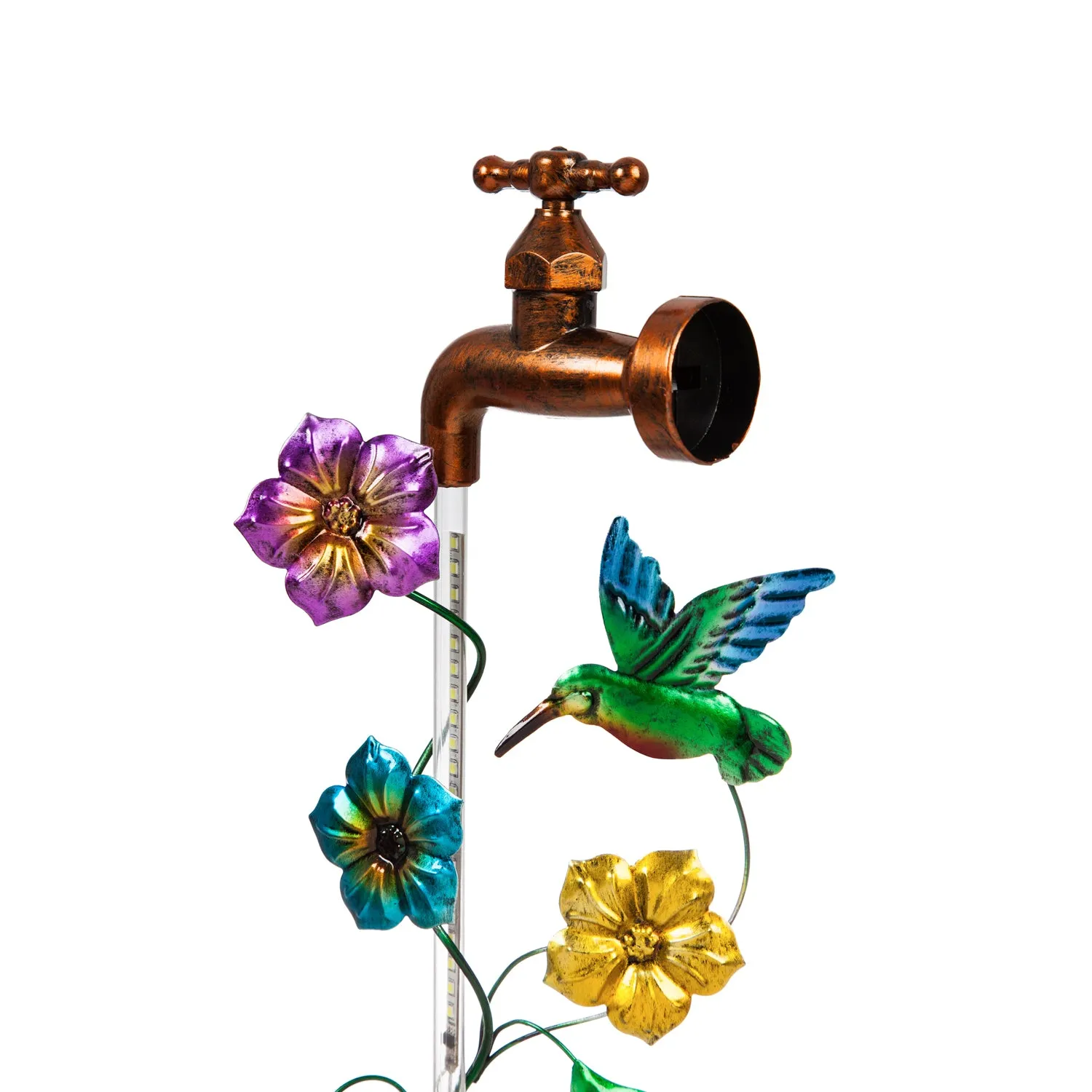36.5"H Dripping Water Solar Faucet Garden Stake, 2 ASST, Butterfly and Hummingbird,2sp6767