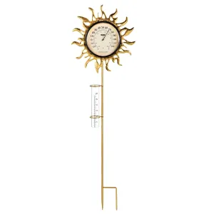 36"H Thermometer w/ Rain Gauge, Sunny Days,47m3868