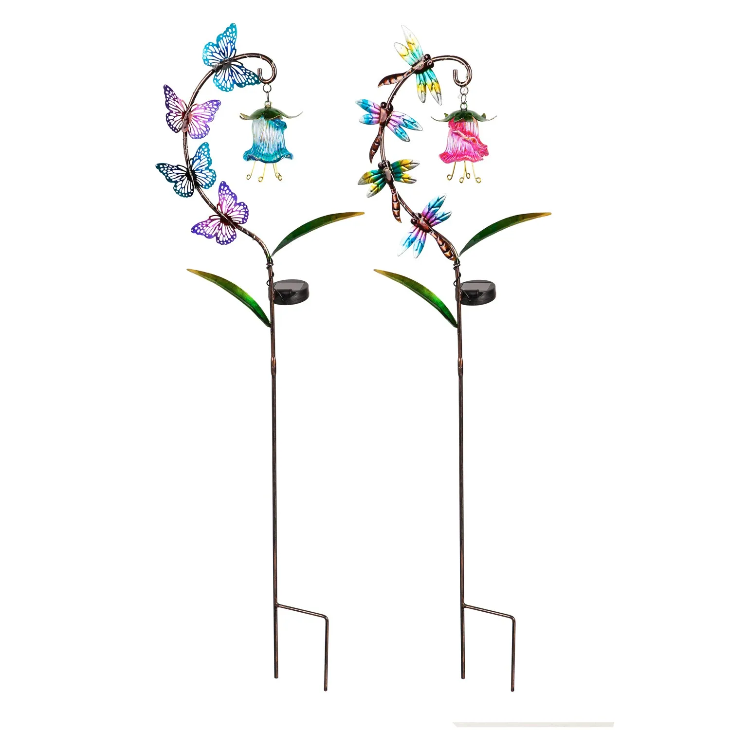 38"H Solar Garden Stake with Twinkling Lights, Butterfly and Dragonfly, 2 Asst,2sp7270